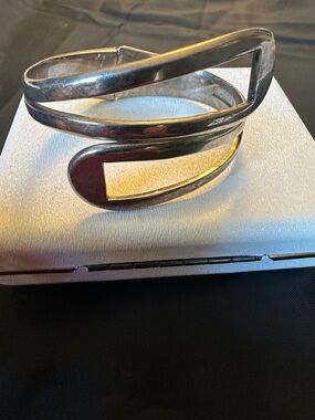 Vintage Sterling Silver Modernist Bypass Cuff Bracelet - 39.6g